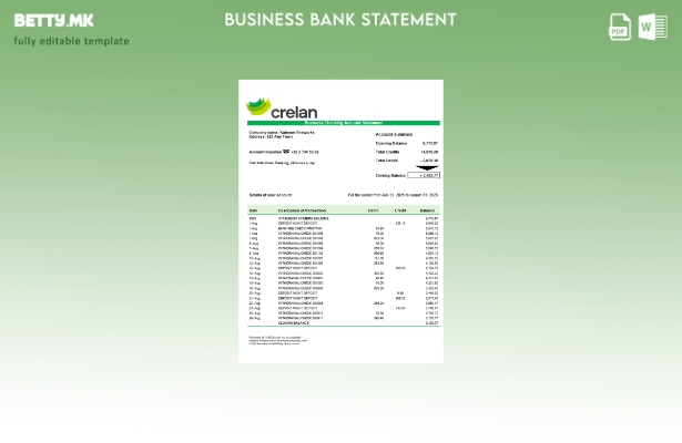 модерен стил на банкарска компанија Crelan што проверува извод од сметката Шабло